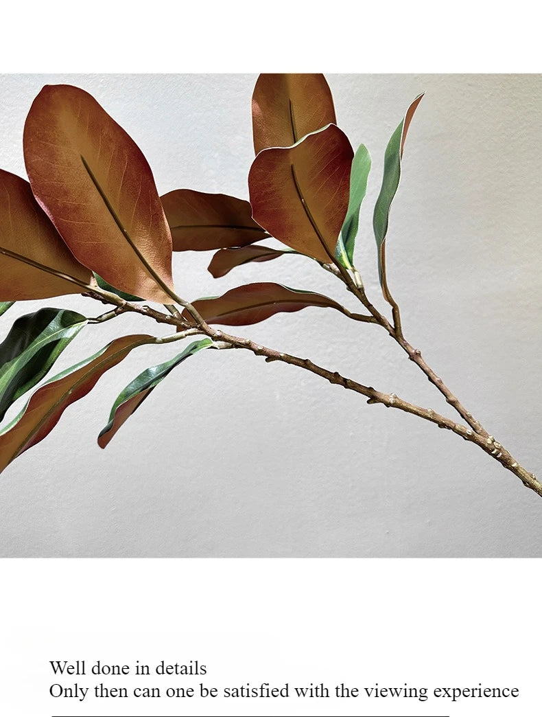 70CM Artificial Magnolia Leaves in Stock for Home Decoration White Bowls Flower Buds Leaf Shop Windows Magnolia Branches