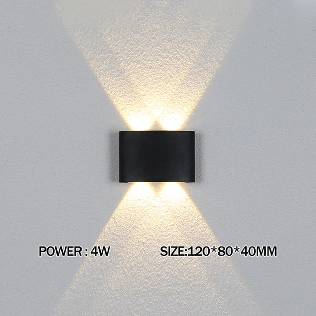 Luxury LED Wall Light Modern Up Down Wall Sconce Black Aluminum Indoor Outdoor Waterproof IP65 Bedroom Living Room Hallway Porch Garden Hotel Lighting