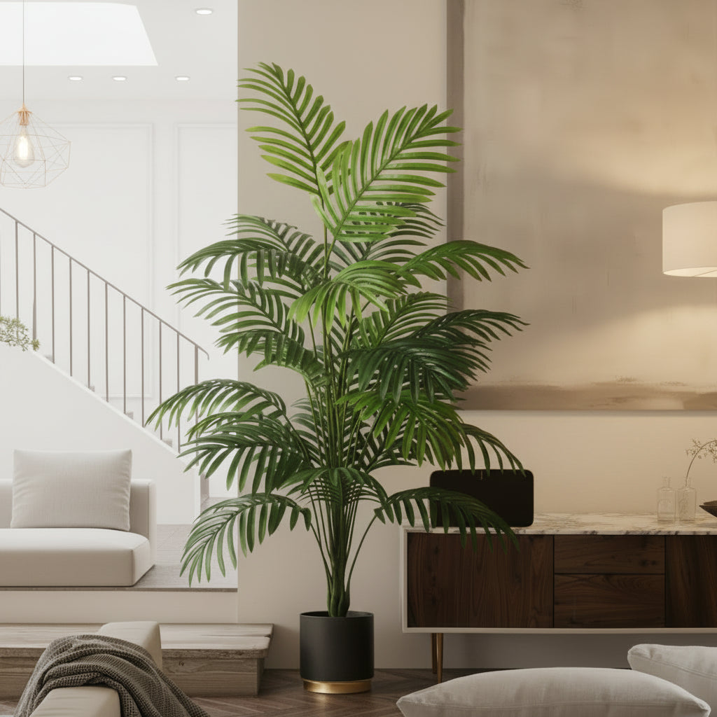 90-120cm Large Artificial Palm Tree Tropical Fake Plants Green Plastic Palm Leafs Big Monstera Tree Branch For Home Garden Decor