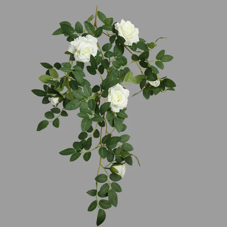 Artificial Green Plant Rose Vine Rattan Garden Home Deco Christmas Tree Props DIY Background Flower Wall Material Window Display