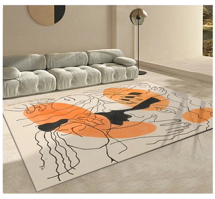 Modern Abstraction Carpets for Living Room Nordic Bedroom Decor Plush Carpet Home Art Floor Mat Large Area Thicken Non-slip Rug
