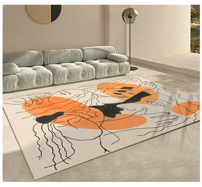 Modern Abstraction Carpets for Living Room Nordic Bedroom Decor Plush Carpet Home Art Floor Mat Large Area Thicken Non-slip Rug