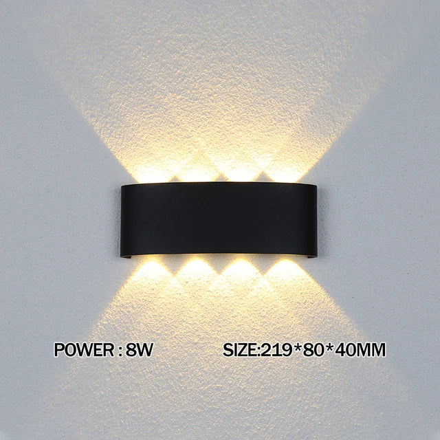 Luxury LED Wall Light Modern Up Down Wall Sconce Black Aluminum Indoor Outdoor Waterproof IP65 Bedroom Living Room Hallway Porch Garden Hotel Lighting