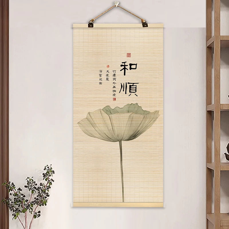 Bamboo Art Decorative Painting Vertical Bamboo Curtain Painting Wall Decoration Hanging Painting Chinese Style Home Decoration