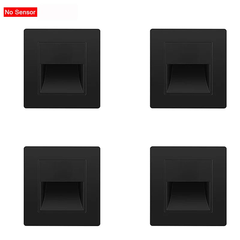 LED Step Lights Indoor Stair Lights Motion Sensor Wall Lights Recessed Staircase Lighting Step Lamp Hallway Night Light Bedroom Closet Cabinet Living Room Lights PIR Sensor Warm White 3000K AC 110V 220V Automatic On Off