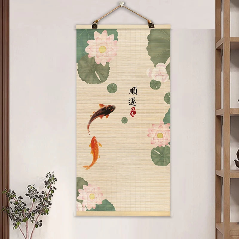 Bamboo Art Decorative Painting Vertical Bamboo Curtain Painting Wall Decoration Hanging Painting Chinese Style Home Decoration