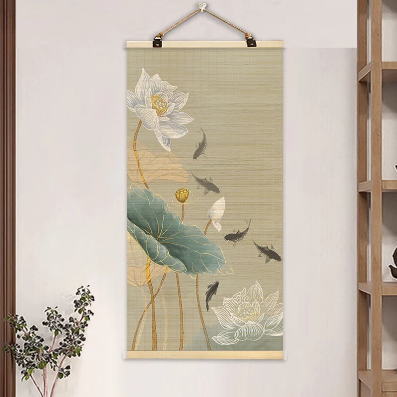 Bamboo Art Decorative Painting Vertical Bamboo Curtain Painting Wall Decoration Hanging Painting Chinese Style Home Decoration
