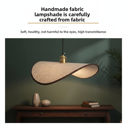 Wabi-Sabi Straw Hat Pendant Lamp, Modern Retro Fabric Lamp for Dining Room, Teahouse, Homestay Decor