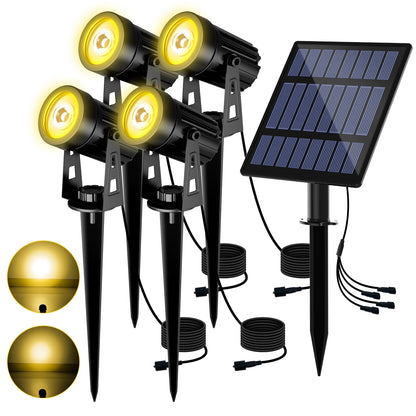Solar Spot Lights Outdoor LED Solar Garden Lights RGB Color Changing Landscape Lighting Waterproof IP65 Solar Powered Spotlights for Yard Lawn Pathway Driveway Patio Tree Up light Warm White Cold light