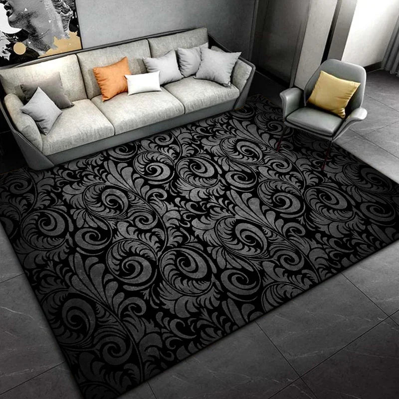 Black Cartoon Area Rug,Carpet Rug for Living Room Bedroom Sofa Doormat Decoration, Kids Play Non-slip Floor Play Mat  Ковер Gift
