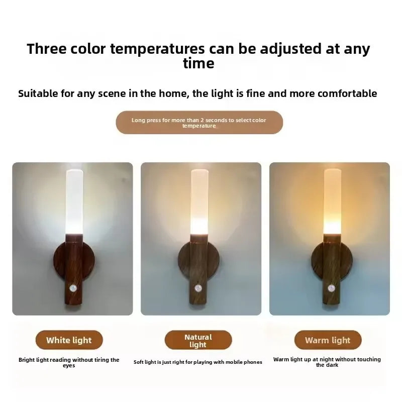 Motion Sensor Night Light LED Rechargeable Magnetic Wall Lamp Wireless Battery Operated Stick On Lights for Living room Hallway Bedroom Stairs Bathroom Cabinets Decor Kitchen Under Cabinet Light Warm White Dimmable USB Charging