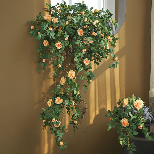 Artificial Green Plant Rose Vine Rattan Garden Home Deco Christmas Tree Props DIY Background Flower Wall Material Window Display