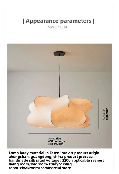 Japanese Wabi-Sabi Silk Pendant Lamp, Unique Artistic Lamp for Dining Room, Bedroom, Living Room, Tea Room
