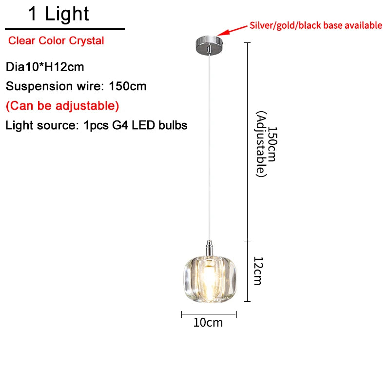 Modern Nordic LED Crystal Chandelier Luxury Pendant Light For Living Room Bedroom Dining Room Attic Kitchen Home Lustre Lamp