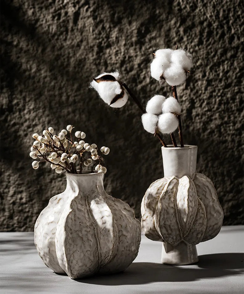 New Design Unique Ceramic Nordic Vase Home Ornament Living Room Tabletop Centerpiece Fresh Flower Pampas Grass Boho Art
