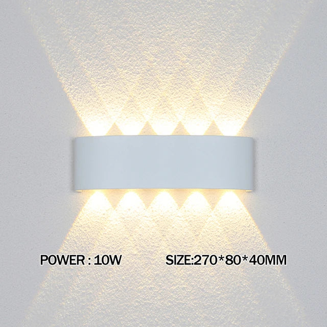 Luxury LED Wall Light Modern Up Down Wall Sconce Black Aluminum Indoor Outdoor Waterproof IP65 Bedroom Living Room Hallway Porch Garden Hotel Lighting