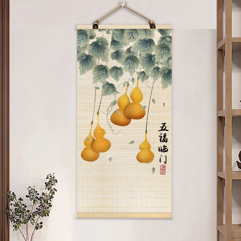 Bamboo Art Decorative Painting Vertical Bamboo Curtain Painting Wall Decoration Hanging Painting Chinese Style Home Decoration