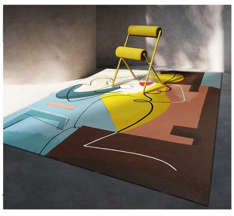 Modern Abstraction Carpets for Living Room Nordic Bedroom Decor Plush Carpet Home Art Floor Mat Large Area Thicken Non-slip Rug