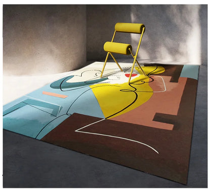 Modern Abstraction Carpets for Living Room Nordic Bedroom Decor Plush Carpet Home Art Floor Mat Large Area Thicken Non-slip Rug