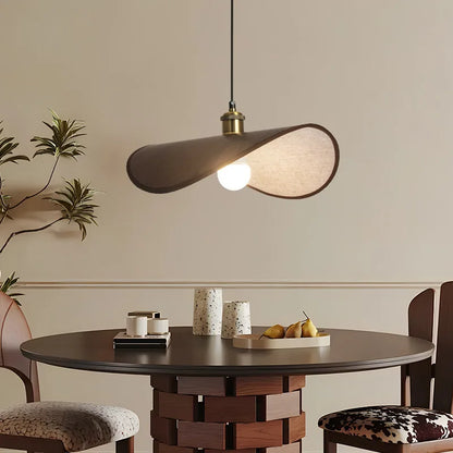 Wabi-Sabi Straw Hat Pendant Lamp, Modern Retro Fabric Lamp for Dining Room, Teahouse, Homestay Decor