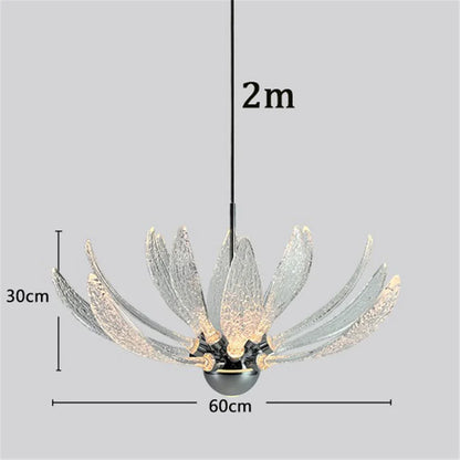 Modern Acrylic Lotus Flower Iron Art LED Chandelier Indoor Lighting Fixture for Dining Room Foyer Hotel Loft Stairs