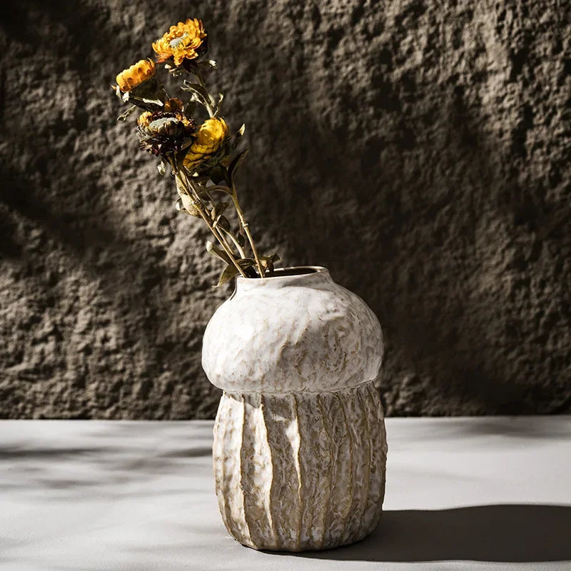 Gourd Shape Vase Ceramic Flowerpot Retro Objects Home Living Room Desktop Decoration Accessories Boho Modern Art Nordic