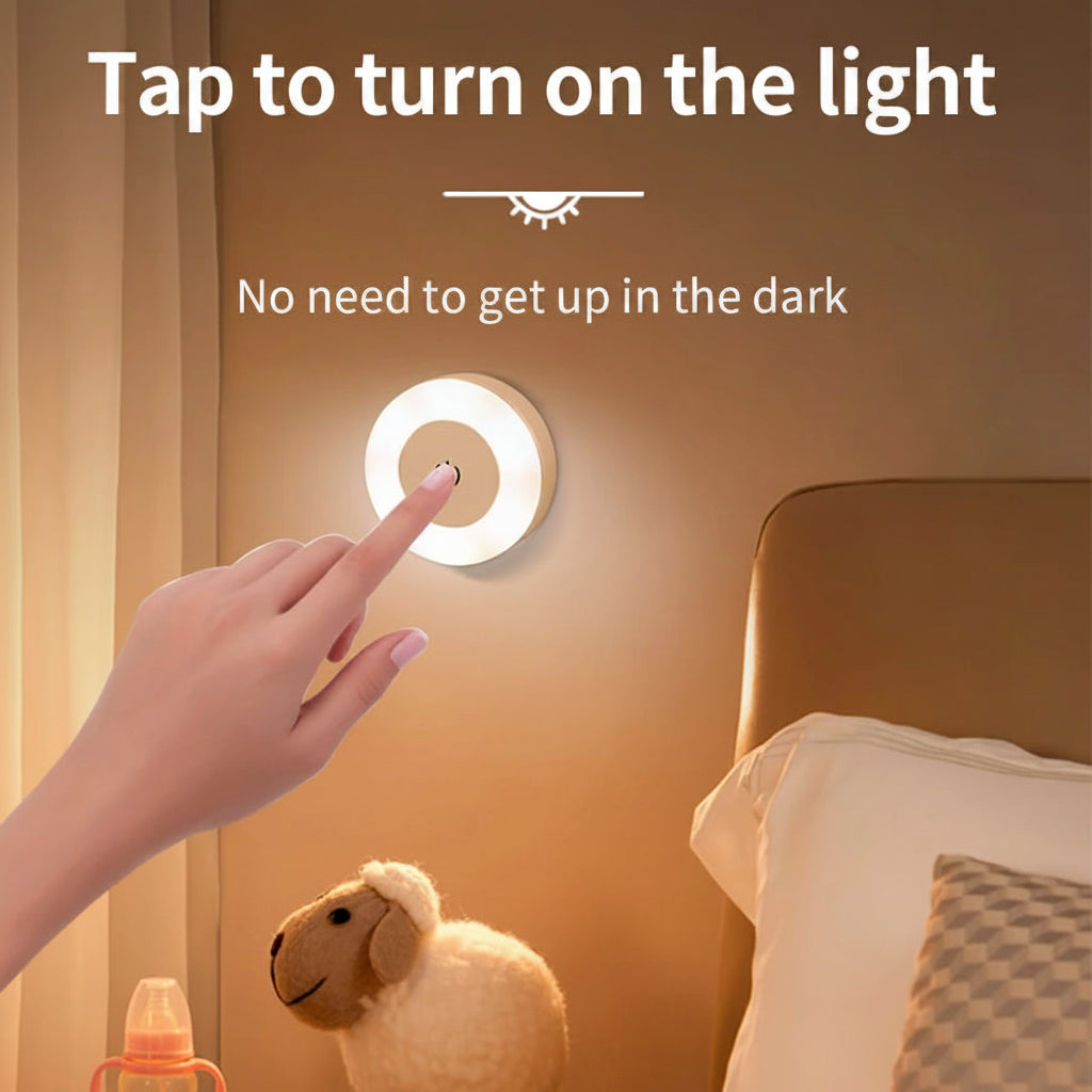 Luxury Touch LED Night Light Rechargeable Wireless Wall Sconce for Bedroom Closet Cabinet Living Room Hallway Nursery Warm White Dimmable Puck Light Battery Operated Tap Light Under Cabinet Stairway Wardrobe Bathroom Kitchen Home Décor