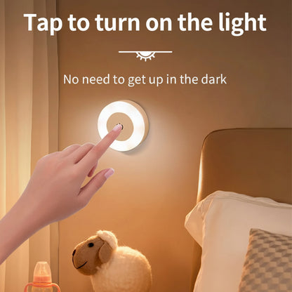 Luxury Touch LED Night Light Rechargeable Wireless Wall Sconce for Bedroom Closet Cabinet Living Room Hallway Nursery Warm White Dimmable Puck Light Battery Operated Tap Light Under Cabinet Stairway Wardrobe Bathroom Kitchen Home Décor