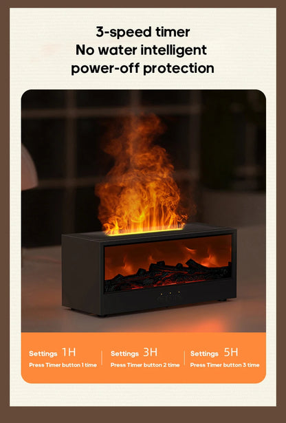 Fireplace Flame Diffuser Essential Oil Diffuser Aromatherapy Humidifier Ultrasonic Cool Mist Diffuser LED Flame Light Fire Effect Diffuser Night Light Air Purifier Vaporizer Aroma Diffuser Home Office Bedroom Decor Gift