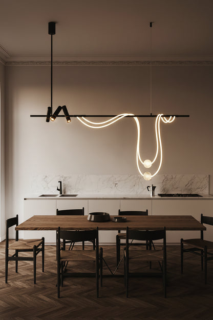Nordic Hose DIY Chandelier for Kitchen Dining Living Room Center Table Pendant Lights LED Home Decor Suspension Fixture Black