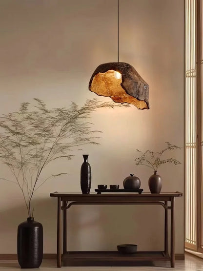 Wabi sabi Style Dried Lotus Flower Pendant Lamp Japanese Retro Zen Theme Decorative Hanging Light for Guesthouse Pendant Light