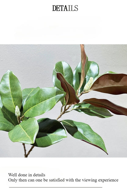 70CM Artificial Magnolia Leaves in Stock for Home Decoration White Bowls Flower Buds Leaf Shop Windows Magnolia Branches
