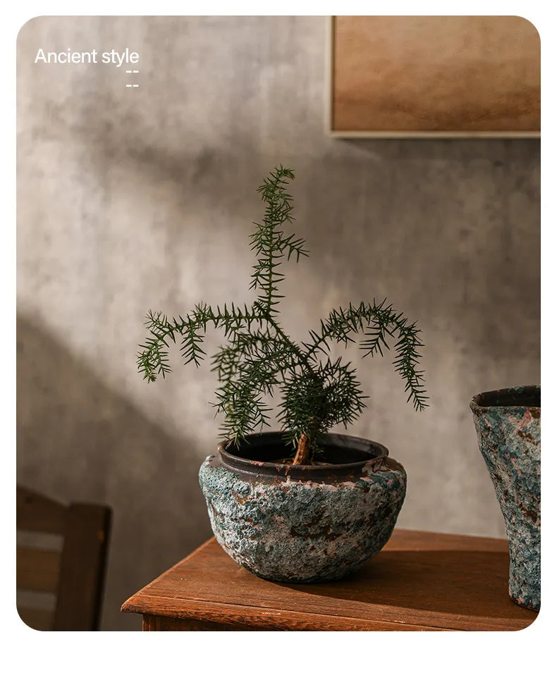 Retro Ceramic Vase Wabi Sabi Style Ikebana Flower Pots Table Decoration Flowers Arrangement Floral Vases Room Aesthetic Decor