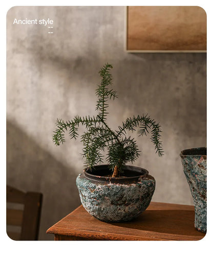 Retro Ceramic Vase Wabi Sabi Style Ikebana Flower Pots Table Decoration Flowers Arrangement Floral Vases Room Aesthetic Decor