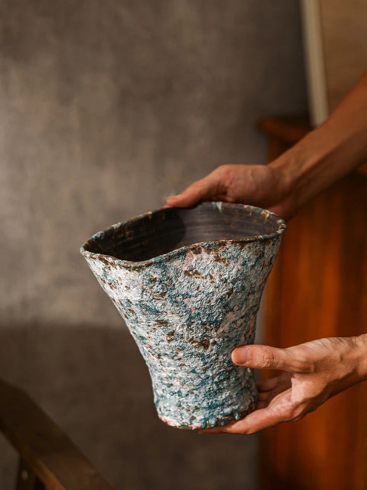 Retro Ceramic Vase Wabi Sabi Style Ikebana Flower Pots Table Decoration Flowers Arrangement Floral Vases Room Aesthetic Decor