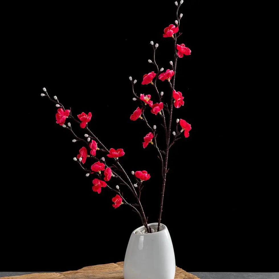Artificial Flowers Silk Plum Blossom Peach Branch Newyear Christmas Home Vase Table Outdoor Garden Wedding Party Decor DIY Gifts
