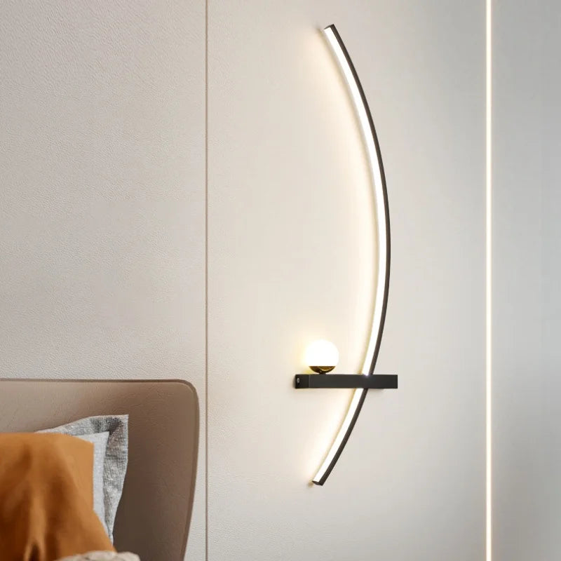 Nordic Minimalist Long Headboard Grille Personalized Bedroom Sofa Modern Internet Famous Living Room Study Background Wall Lamp