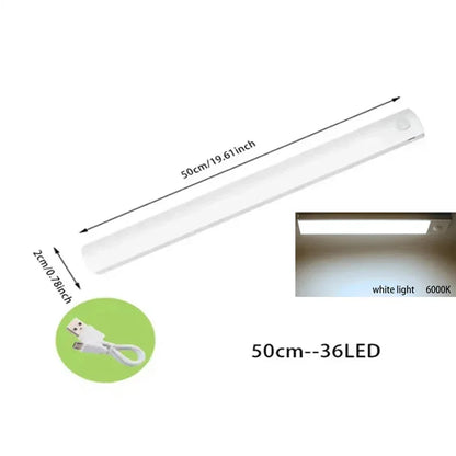 LED Motion Sensor Light Kitchen Lights for Kitchen Bedroom Wardrobe Stair Hallway Restaurant Indoor Rechargeable Strip Wardrobe Lighting Battery Operated Magnetic