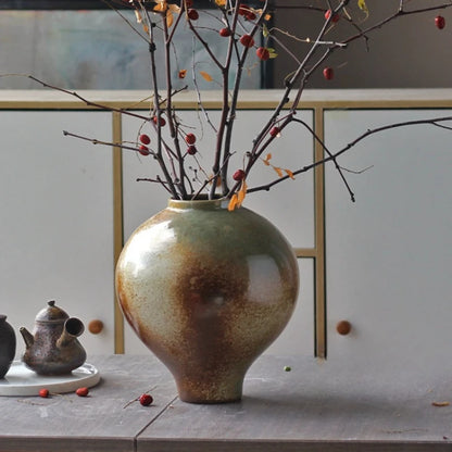 Coarse Earthenware Vase Ceramic Flower Pot Flower Vase Chinese Traditional Vintage Porcelain Earthenware Pot Flowerpot Vases