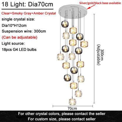 Modern Nordic LED Crystal Chandelier Luxury Pendant Light For Living Room Bedroom Dining Room Attic Kitchen Home Lustre Lamp