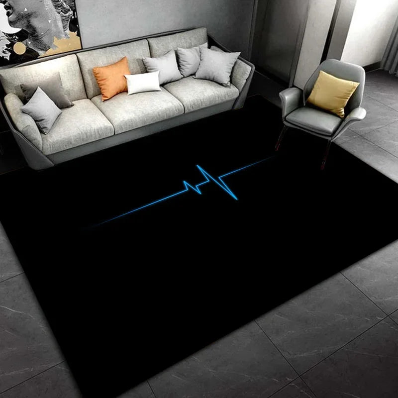 Black Cartoon Area Rug,Carpet Rug for Living Room Bedroom Sofa Doormat Decoration, Kids Play Non-slip Floor Play Mat  Ковер Gift