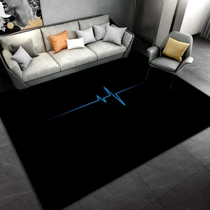 Black Cartoon Area Rug,Carpet Rug for Living Room Bedroom Sofa Doormat Decoration, Kids Play Non-slip Floor Play Mat  Ковер Gift