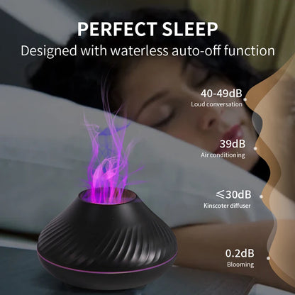 Flame Diffuser Essential Oil Diffuser Aromatherapy Humidifier Ultrasonic Cool Mist Diffuser LED Flame Light Fire Effect Diffuser Night Light Air Purifier Vaporizer Aroma Diffuser Home Office Bedroom Decor Gift
