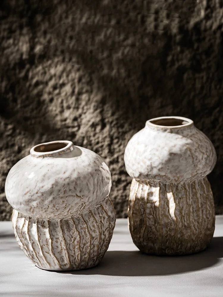 Gourd Shape Vase Ceramic Flowerpot Retro Objects Home Living Room Desktop Decoration Accessories Boho Modern Art Nordic