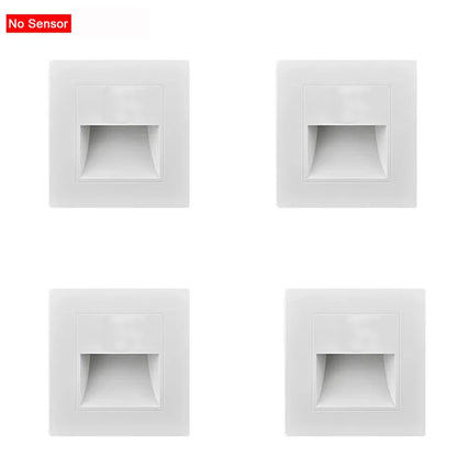 LED Step Lights Indoor Stair Lights Motion Sensor Wall Lights Recessed Staircase Lighting Step Lamp Hallway Night Light Bedroom Closet Cabinet Living Room Lights PIR Sensor Warm White 3000K AC 110V 220V Automatic On Off