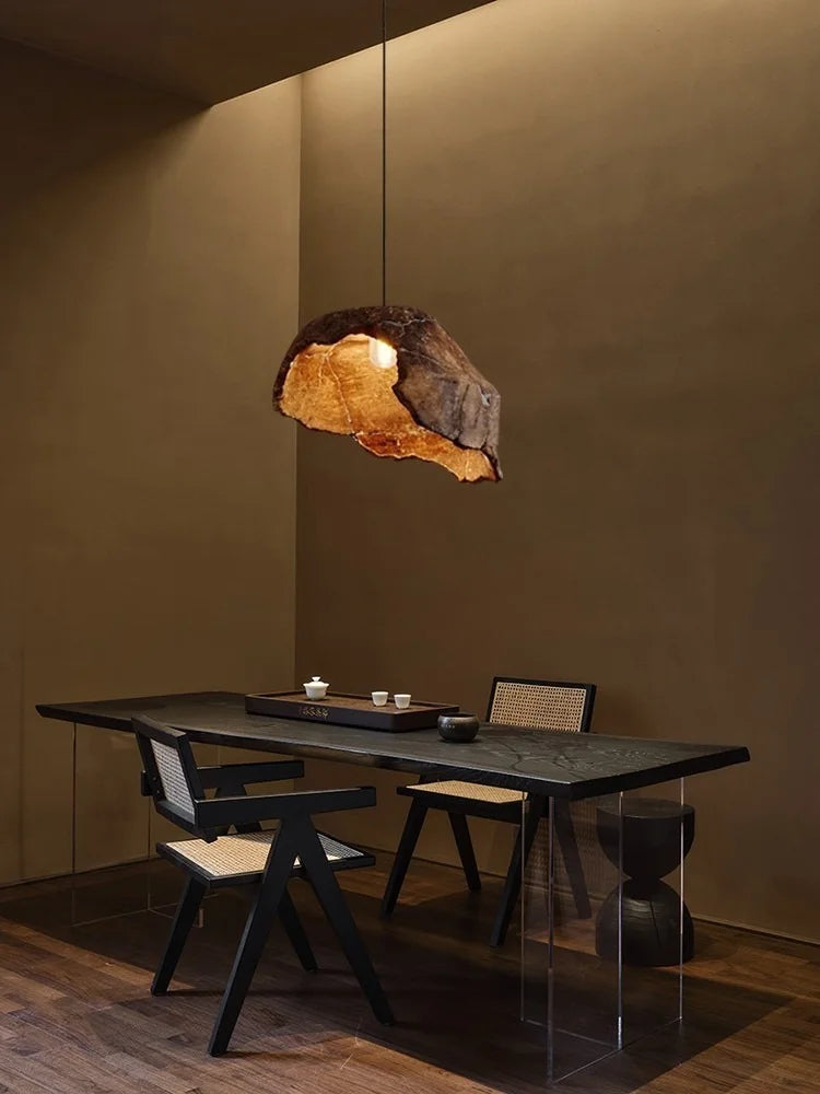 Wabi sabi Style Dried Lotus Flower Pendant Lamp Japanese Retro Zen Theme Decorative Hanging Light for Guesthouse Pendant Light