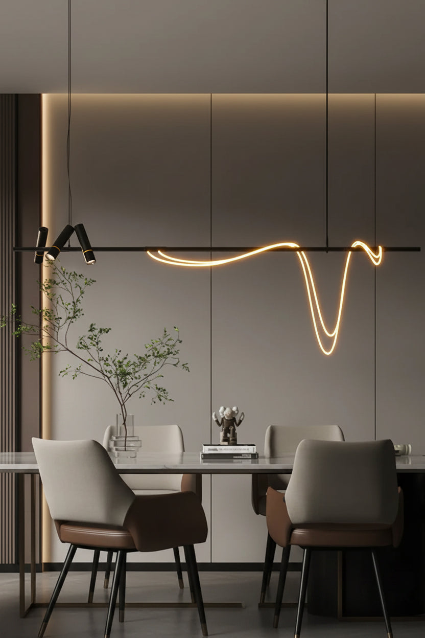 Nordic Hose DIY Chandelier for Kitchen Dining Living Room Center Table Pendant Lights LED Home Decor Suspension Fixture Black