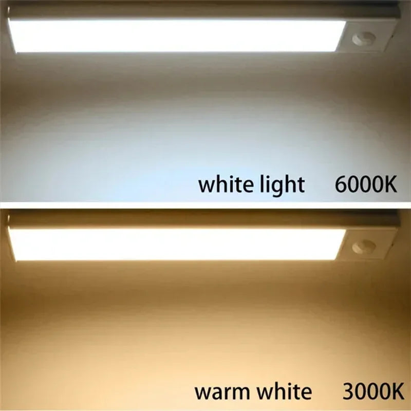 LED Motion Sensor Light Kitchen Lights for Kitchen Bedroom Wardrobe Stair Hallway Restaurant Indoor Rechargeable Strip Wardrobe Lighting Battery Operated Magnetic