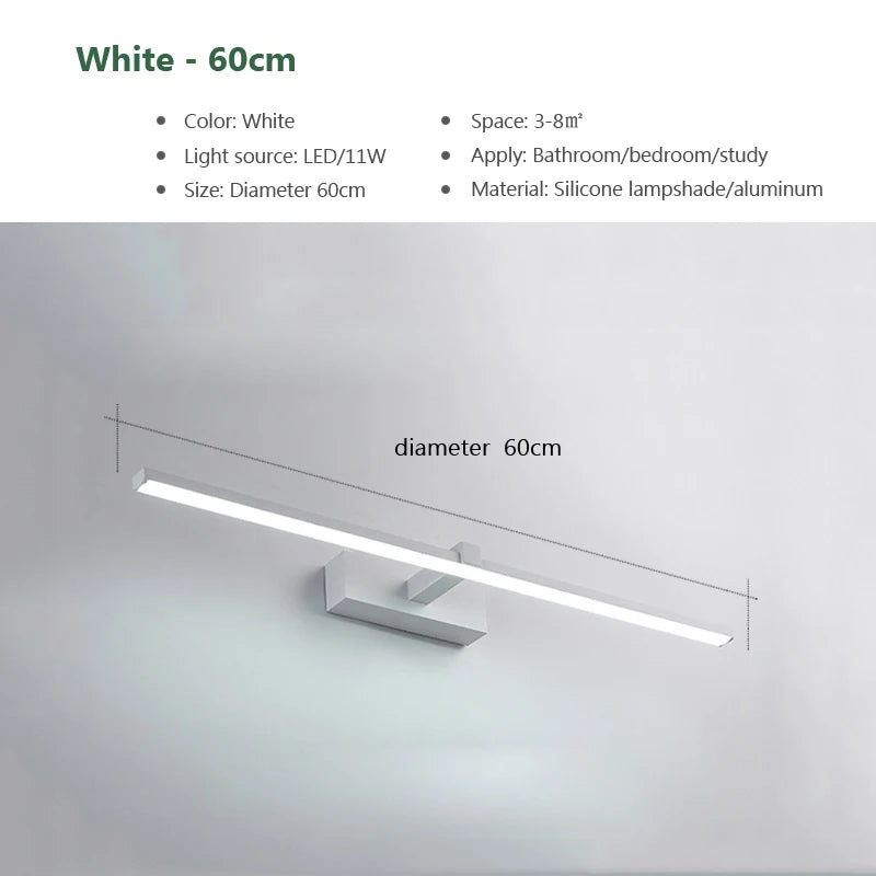 Luxury LED Bathroom Vanity Light Modern Linear Mirror Light Black Wall Lamp Makeup Lighting Fixture Bedroom Washroom Hotel Home Decor
