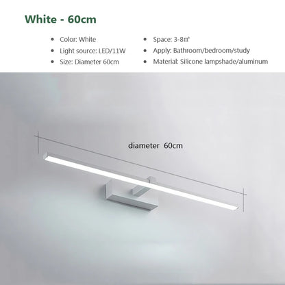 Luxury LED Bathroom Vanity Light Modern Linear Mirror Light Black Wall Lamp Makeup Lighting Fixture Bedroom Washroom Hotel Home Decor